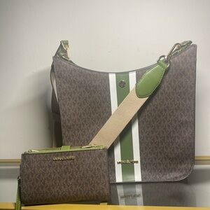Michael Kors Brown and Green Shoulder Bag Duo